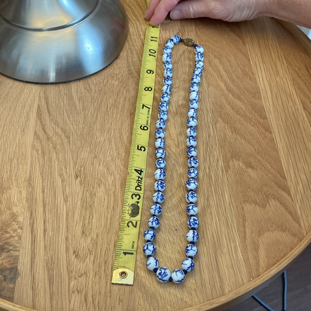 ASIAN beaded necklace. Silver clasp. Individually tied beads. Rich blue color! - Picture 2 of 6